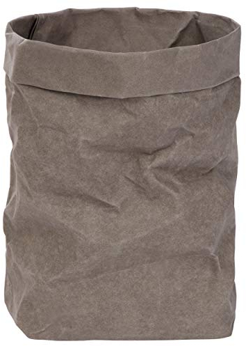 ONVAYA® Aufbewahrungskorb Gold/grau | Krempelbox | Dekobox | Geschenkbox | Lederoptik | vegan | waschbar | Brotkorb | Badaufbewahrung (Grau | L)