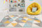 Carpeto Rugs Teppich Wohnzimmer Kurzflor Grau Modern Geometrisch Rauten Muster - Niedrigflor Teppich für Wohnzimmer Jugenzimmer Kinderzimmer/Öko-Tex Pastell Grau Gelb Türkis 200 x 290 cm