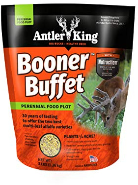 Antler King Booner Buffet Perennial Food Plot | 3 lb Bag Contains Two Varieties of Alfalfa Plus Clover & Chicory | Plants 1/4 Acre
