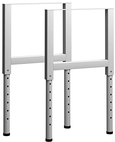 vidaXL 2X Werkbankgestell Höhenverstellbar Werkbankfuß Arbeitstisch Werkbank Gestell Tischgestell Tischbein Tischfuß Metall 55x(69-95,5) cm Grau