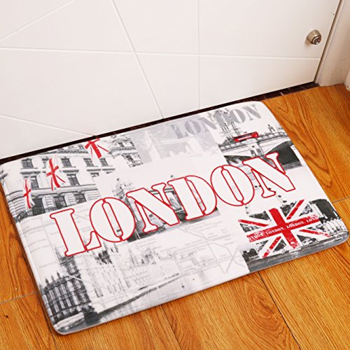 3D Berühmt Tourist Attraktion London New York rutschfest Badezimmer Teppich Badeteppich, Duschvorleger Mikrofaser Waschbar Badewanne Matten Schnelltrocknend (Mehrfarbig 1, 50 x 80cm)