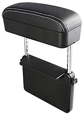 Qirc Accoudoir de Voiture pour Console Centrale - Hauteur réglable - Universel, Noir ligne blanche