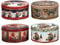Christmas Cookie Tins with Lids, Set of 4 Round Christmas Tin Containers Large Medium Small Xmas Round Metal Nesting Containers Festive Cookie Tins for Gift Giving Holiday Treats