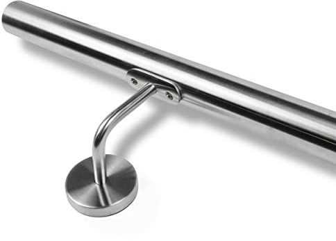 INOXLM Corrimano diam. 33,7 mm in acciaio inox AISI 304 con finiturasatinata | Corrimano acciaio inox made in Italy | Corrimano fai da te | Corrimano ideale per uso interno ed esterno (230 cm)