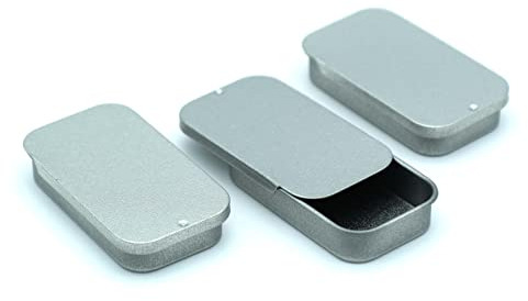 3 x 20ml Rectangular Tin with Slider Lid - Lip Balm/Favour/Gift/Pill Boxes/Travel - Small Parts Storage Containers - Pocket Size Everyday Carry edc