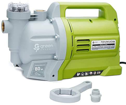 Green Expert 1HP Shallow Well Jet Pump with Prefilter Max Head 150FT Flow 1200GPH Portable Garden Sprinkler Water Pump for Home Farm Irrigation Easy Transferring 314061