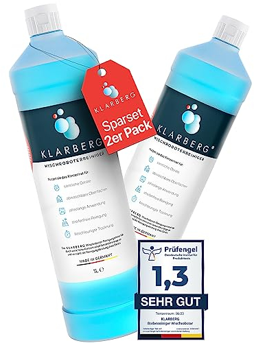 KLARBERG® 2x1L Bodenreiniger Wischroboter Reinigungsmittel Konzentrat 1:100 I Frischer Duft mit unserem Reinigungsmittel für Saugwischer I Saugroboter Reinigungsmittel, Laminat, Fliesen
