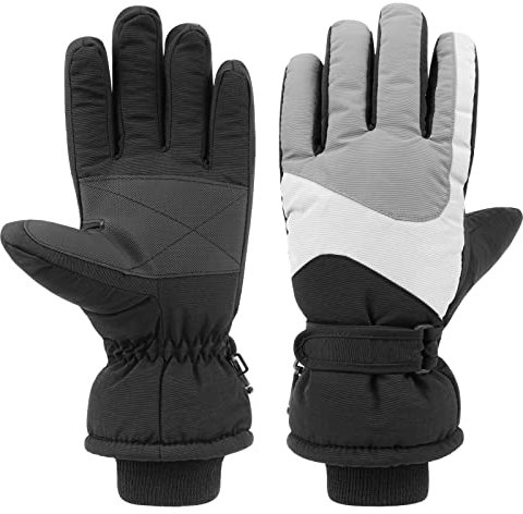 QKURT Kinder Jungen Skihandschuhe, wasserdichte Winterhandschuhe Warme Fleecehandschuhe Schneefeste Snowboardhandschuhe Isolierte Thermohandschuhe Handschuhe für kaltes Wetter