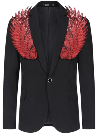 Allthemen Blazer Homme avec Paillettes Veste de Smoking Blazer Coloré Uni pour Soiré Rouge M