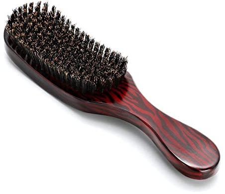 Yunxwd Haarbürste, Braun Wildschweinborsten WellenbüRste Wave Haare Bürste Haarbürste Bartbürste HerrenbürsteBart Pinsel Haarbürste Naturborsten Holz Bartpinsel