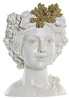 DKD Home Decor blumentopf, Vinyl, Weiß/Gold, Estándar