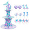 OPUHOHR 3-Tier Mermaid Cupcake Stand, Mermaid Theme Cake Topper, Dessert Tower Holder for Birthday, Baby Shower Party Supplies (XJ-096)