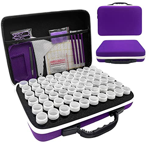 LIRUNQIU Diamond Painting Storage Containers, 60 Slots Diamond Painting Accessories and Tools for Diamond Art Organizer Case