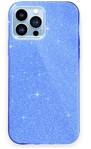 MHtech Glitter Case for iPhone 12/12 Pro, Bling Sparkle Shockproof Cute Sparkly Case Cover for Women and Girls. Protective Case for iPhone 12/12 Pro (Blue)