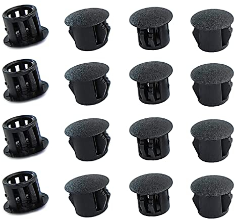 Qrity 20 Pièces 5mm Bouchons en Plastique Rond, Cache Trou Meuble, Cache Trou Plastique, Noir, Bouchon de Trou de Percage pour Verrouillage Trou Meubles