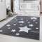 Carpetsale24 Runder Kinderteppich Sterne Ø120 cm – Niedliches Muster in Grau – Weich & Ideal fürs Spielzimmer