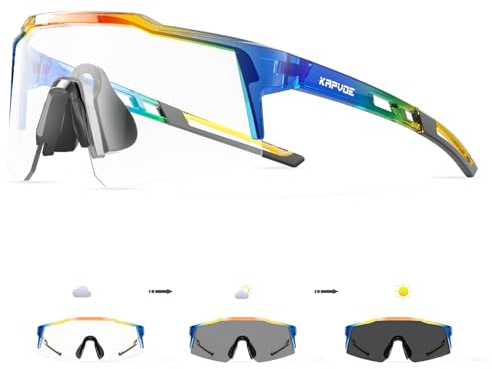 KAPVOE Selbsttönend Photochromatische Kinder Sonnenbrille Jugend Fahrradbrille UV400 Schutz Leicht TR90 Rahmen Baseball Sonnenbrille für Jungen Mädchen Radfahren Sport 08