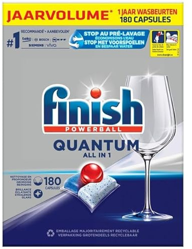finish powerball quantum all in 1 capsules lave-vaisselle 180 PIECES tablettes lave-vaisselle