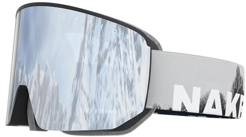 NAKED Optics NOVA Skibrille Männer, Ski Brille Frauen, Snowboardbrille, Ski-Brille schlechtes Wetter, Schibrille mit optionalen Wechselgläsern, Skiing Goggles (NOVA Slate, ohne Schlechtwetterglas)