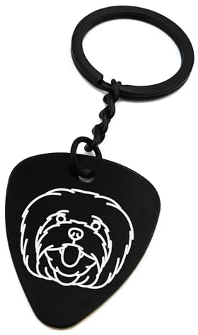 ENTROPIJA Schlüsselanhänger mit Malteser-Motiv, mit niedlichem Gesicht, Lasergravur, Metallanhänger, Schwarz , One size