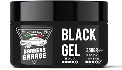 Barbers Garage Bart- und Haargel gegen weiße und graue Haare (350g) - Italian Details - Black Gel - natürliche Reflexe, Geschmeidigkeit und Glanz.