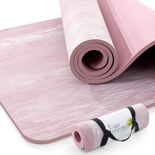 UMINEUX Extra dicke Yogamatte, 6,3 cm, Naturkautschuk und TPE, rutschfeste Yogamatten mit Gurt für Damen und Herren, umweltfreundlich, hohe Dichte, Trainingsmatte für Yoga, Pilates und