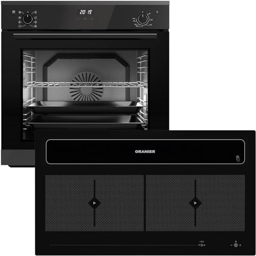 Oranier Backofen Set EBS420 Einbau autark - 9 Funktionen & Flächen-Induktion 90 cm mit Kochfeldabzug KFL 2094-4 Kochzonen & Brückenfunktion