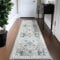 TOPICK Läufer 60x180cm Hellblau Flur Floral Teppich Waschbar Superdünne Faltbar Vintage Blumenteppich Kurzflor Orientalischer Küchenteppich Eingangsmatte Büro Teppichläufer