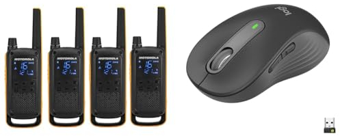 Motorola Talkabout T82 Extreme Quad PMR Funkgerät (Bis zu 10 km Reichweite & Logitech Signature M650 L Kabellose Maus - für große Hände