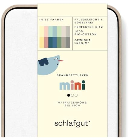 schlafgut Casual Mini Spannbettlaken für Baby- & Kinderbett, 60x120cm - 70x140cm, Spannbetttuch 100% Bio-Baumwolle, Full-White