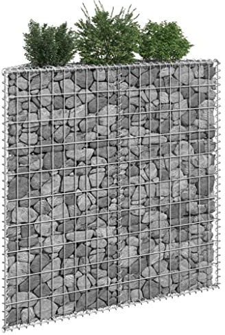 Gabbione, fioriera rialzata per gabbioni, in acciaio zincato, 100 x 20 x 100 cm, per gabbioni