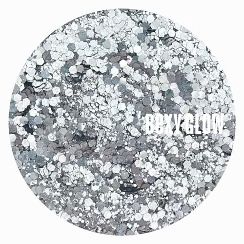 Bexy Glow Colour Acrylic Powders Euphoria | Grey vs Gray Acrylic Nail Collection | Professional Acrylic Nail Powder | Glitter Acrylic Nail Powder | Silver Acrylic Nail Powder | 20g