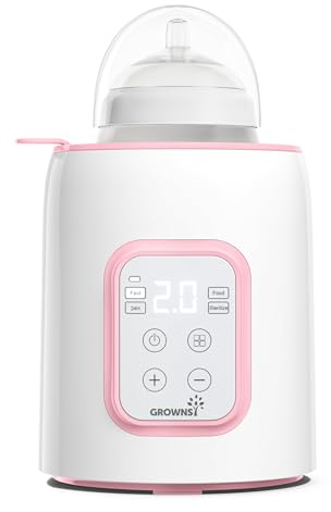 Flaschenwärmer baby Sterilisator für babyflaschen 8-in-1Fast Babynahrungsheizung Warmhalten von Babynahrung & Abtauung BPA-freier Fläschchenwärmer,Babykostwärmer mit LCD-Display - Rosa