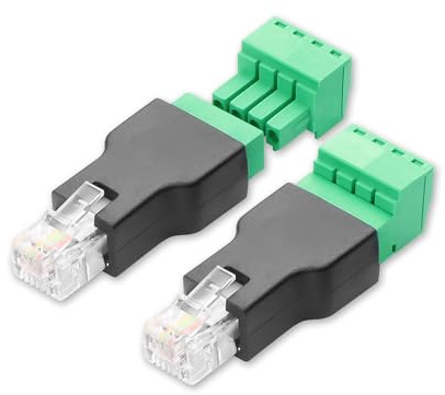 YAODHAOD RJ11 Adapter 2PCS Schraubklemmenadapter RJ11 6P4C Stecker auf 4 Pin Schraubklemmenstecker Ethernet Video/Audio Anschlussadapter Main für Modem