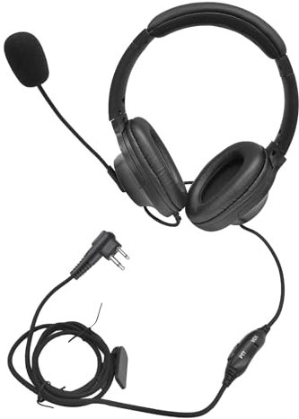 HELETUL Cuffie radio a 2 vie con microfono, per radio e prosciutto, interfono PTT, con microfono, archetto, paraorecchie per Motorola Walkie talkie a 2 pin (binaurale)