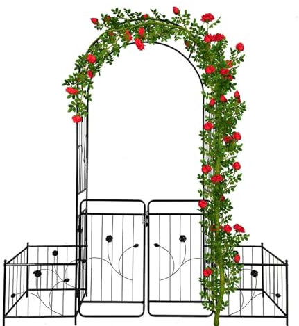 Metal Garden Arch with Side Planter Boxes Rose Arch Arbor Indoor Outdoor Wedding Arch Decoration Iron Arch for Climbing Plant or flowers