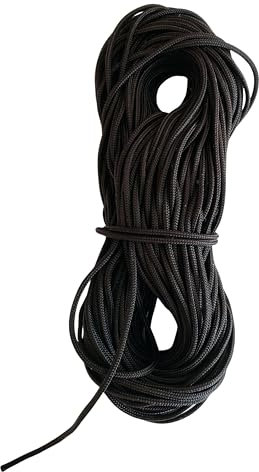 Miracle Cord Cordon en nylon tressé extra résistant de 1,5 mm pour réparation de carillon, fabrication de bijoux, travaux manuels (noir, 15 m)