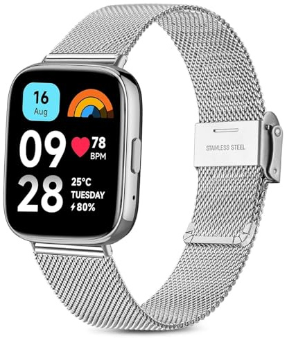 Issinlky Bracelet métal pour Xiaomi Redmi Watch 3 Active, Bracelet acier inoxydable pour Xiaomi Redmi Watch 3 Active