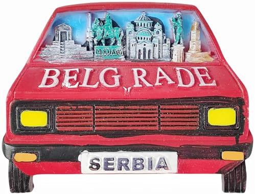 Car Belgrade Serbia Refrigerator Magnet Tourism Tourist Souvenir Fridge 3D Decoration Magnetic Sticker Craft