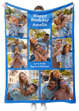 Personalised Dad Blanket, Custom Photo Blanket with Picture, Sentimental Gifts for Dad from Daughter, Son, or Wife, Customised Throw Blanket for Adults, Personalised Christmas Photo Gift