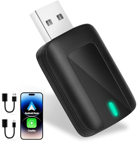 Gaethra Adaptador Inalámbrico para CarPlay y Android Auto, Plug & Play, USB C/USB-A, Compatible con iOS 10+/Android 11+, Adecuado para vehículos Que Funcionan con CarPlay/Android Auto, CZHZ05