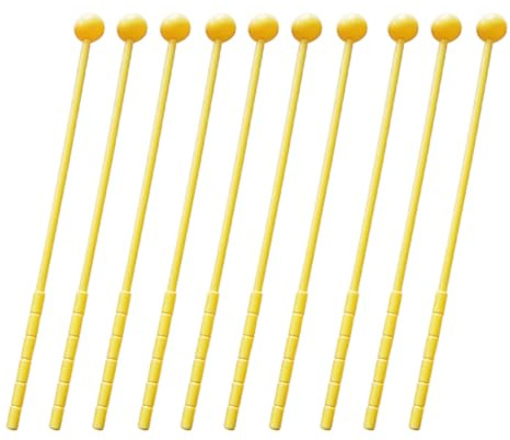 Voarge Lot de 10 baguettes de percussion pour marimba, bâtons sonores pour énergie, xylophone, cloches en bois et jouets d'apprentissage pour enfants, jaune