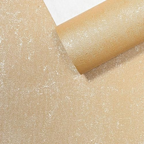 SOPHIE LAURENCE Plain Mustard Shimmer Textured Vinyl Wallpaper | Paste The Wall Washable Strippable for Living Room, Bedroom, Office, Straight Match Slightly Imperfect (Full Roll)