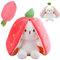 Eymobad Conejo de peluche escondido rosa, 25 cm de fresa de peluche, conejo de Pascua, para niños, niñas, bebés, adultos, Pascua, fresa