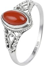 mantraroma Silberring Damen 925 Sterling Silber – ellipsenförmiger Edelstein Ring, Vintage Statement Ring Schmuck, elegantes Geschenk für Frauen