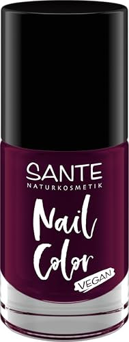 SANTE Naturkosmetik Nail Color 04 Plumtheory - Esmalte de uñas vegano, 15 gratis, 80% ingredientes naturales, secado rápido, larga duración, acabado brillante, 8 ml