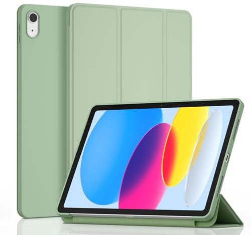 Wanme Coque pour iPad 10ème Génération 10,9 Pouces 2022, Housse Étui avec Veille/Réveil Automatique pour iPad 10, Vert Clair