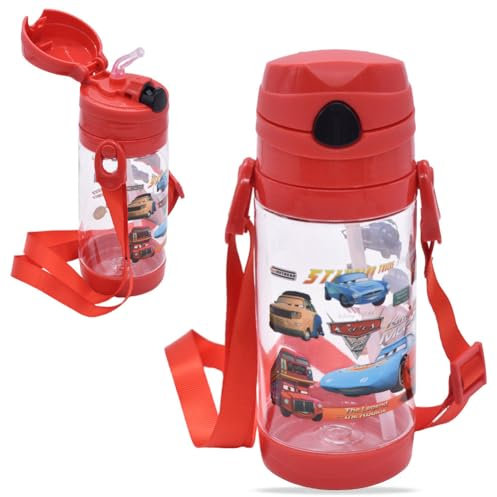 OPVXZAD Gourdes d'eau Lightning Racing, Gourde pour Enfant 450 ml, avec Motif Lightning Racing, Gourdes d'eau Enfant, Avec Corde Réglable pour Maternelle ou école, Sports de Plein Air