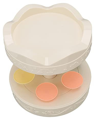 6 Bandejas Chasis Giratorio de 2 Niveles, Postre Automático, Platos Especiales para Magdalenas, Mesa de Exhibición, Bandeja Oscilante con Música para Suministros de Fiesta de