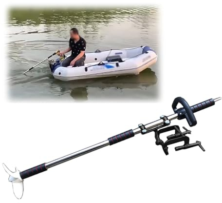 CMYUN Außenborder Leichtes Notfallpaddel/Bohrpropeller-Set, Akku-Bohrschrauber-Bootsmotor mit Griff, Kajak-Float-Tube-Trolling-Motor für Seeteich(with Clamp,L-100cm(39 3/8))